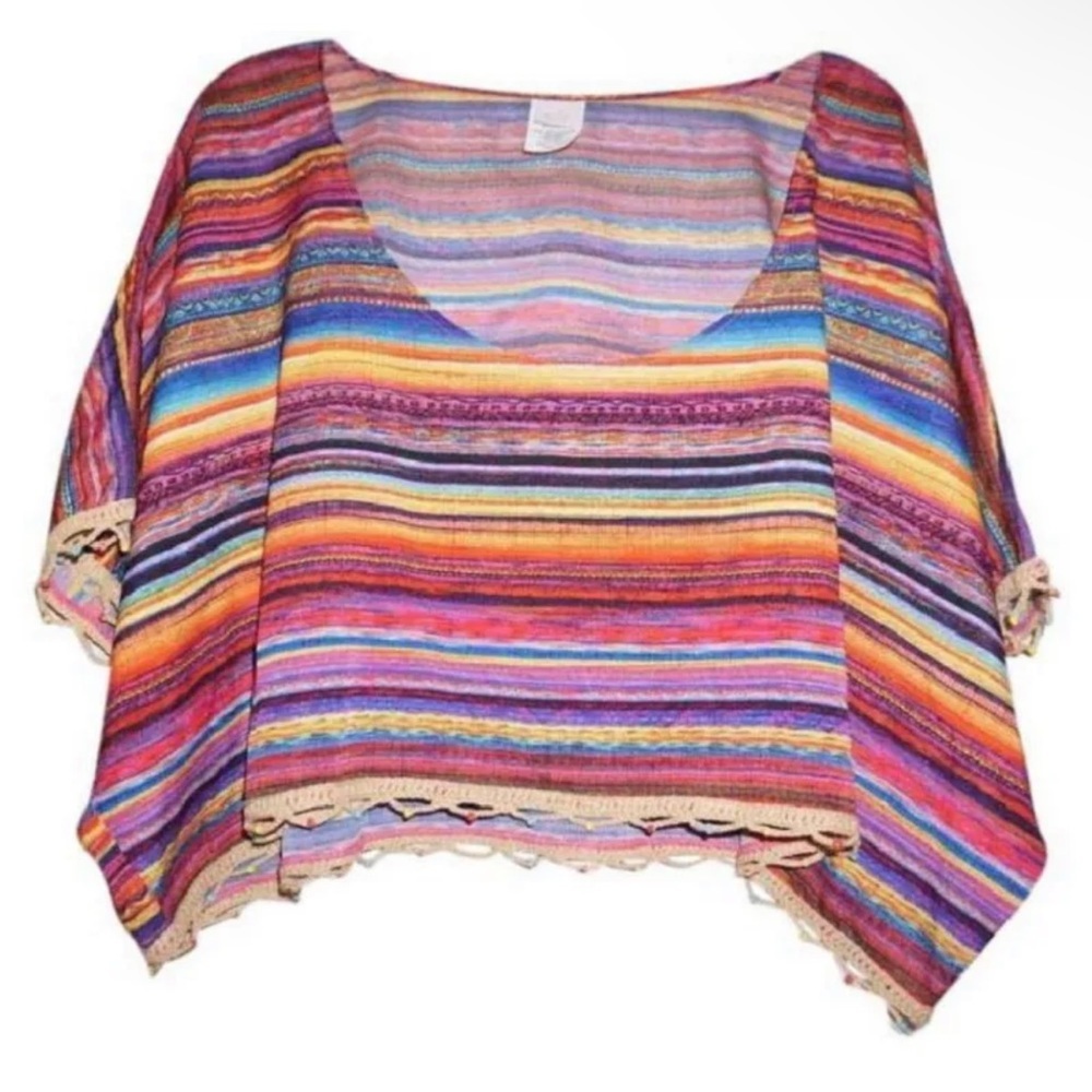 $140 Ale by Alessandra Bahia Swim Cover Up Top Medium / Large Beaded Crochet NWT